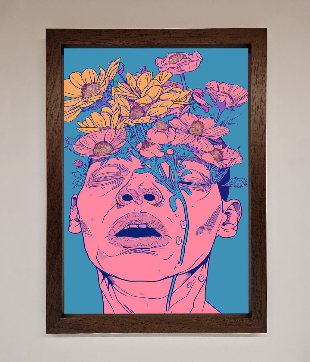 Pink Flowers On Face Framed Wall Art-18