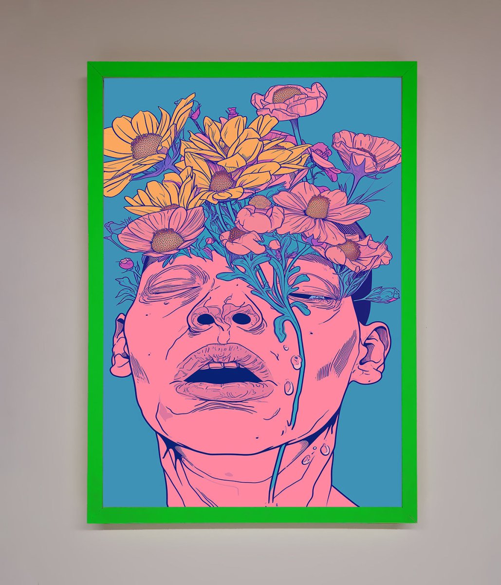 Pink Flowers On Face Framed Wall Art-8