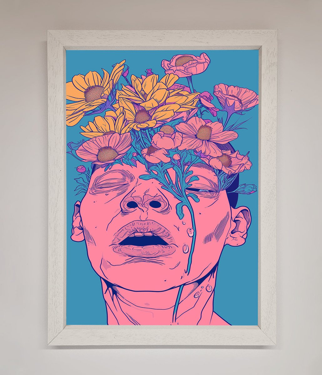 Pink Flowers On Face Framed Wall Art-2