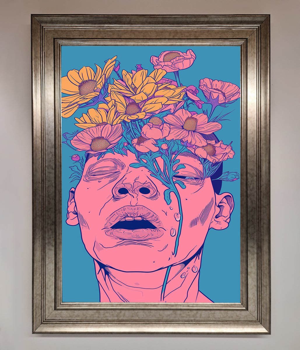 Pink Flowers On Face Framed Wall Art-14