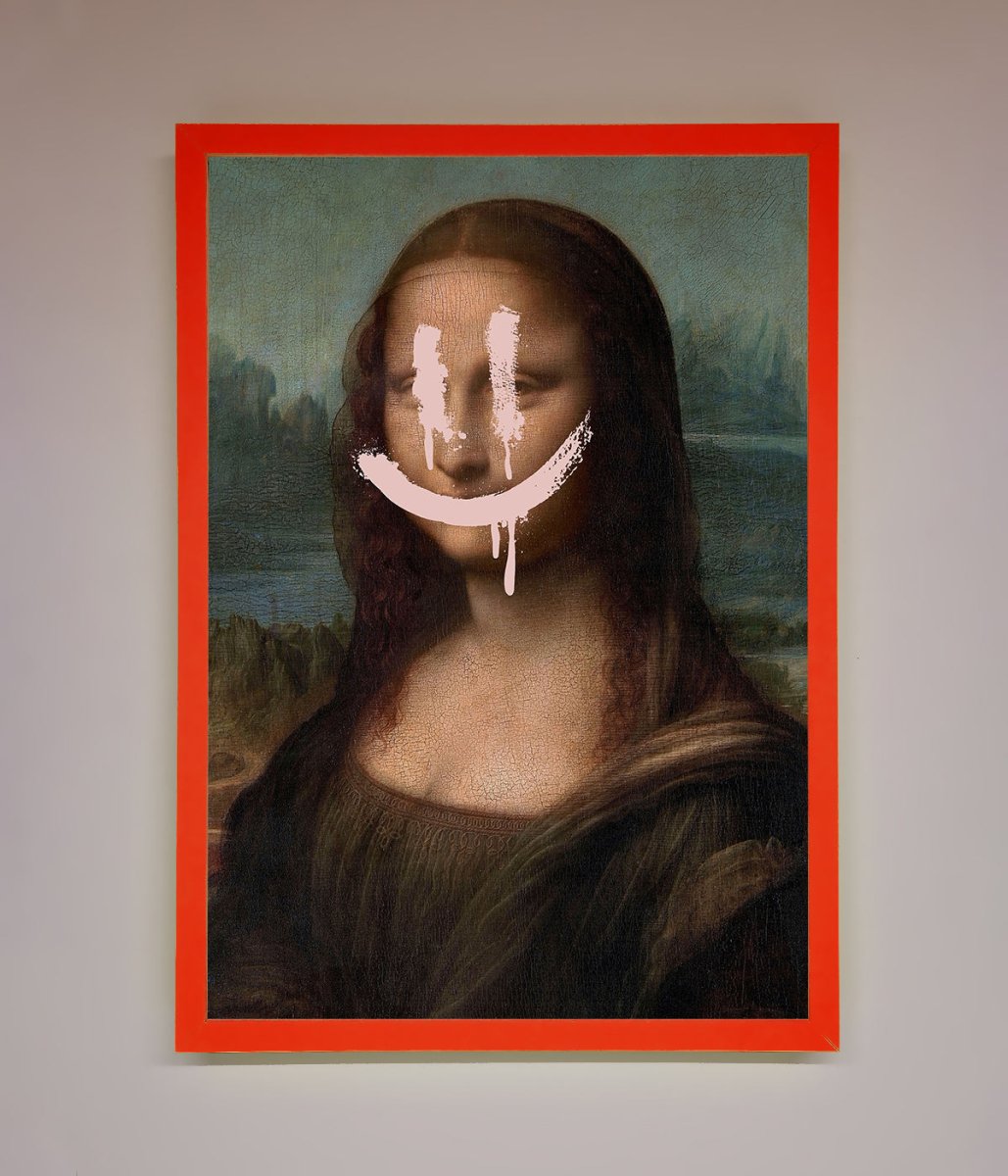 Smiley Mona Framed Poster